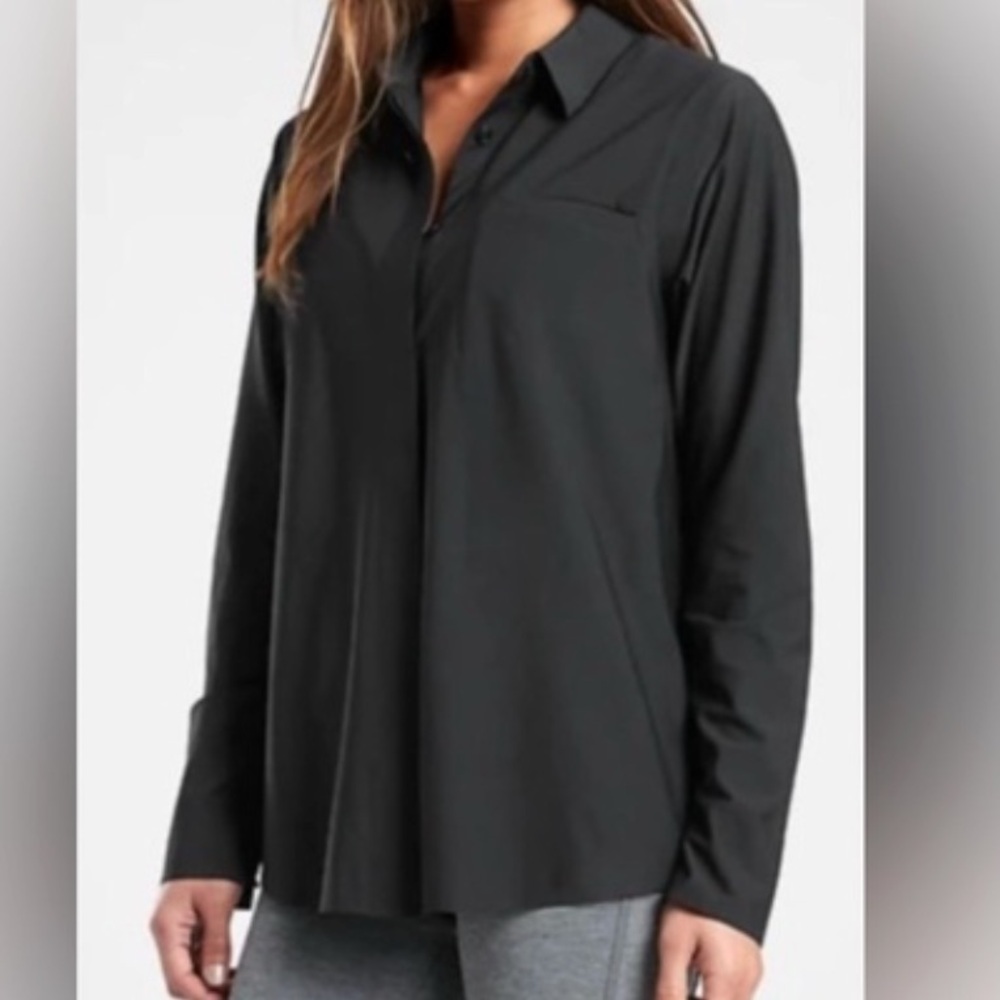Athleta Everlasting black button down dress shirt